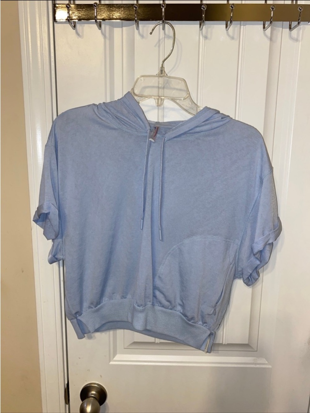 Light Blue Hooded Crop Sweatshirt